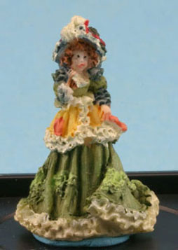 Dollhouse Miniature Victorian Lady Figurine (Antique Green)